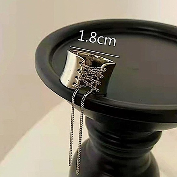 Silver Trendy Lace Up Ring - Picture 12 of 14